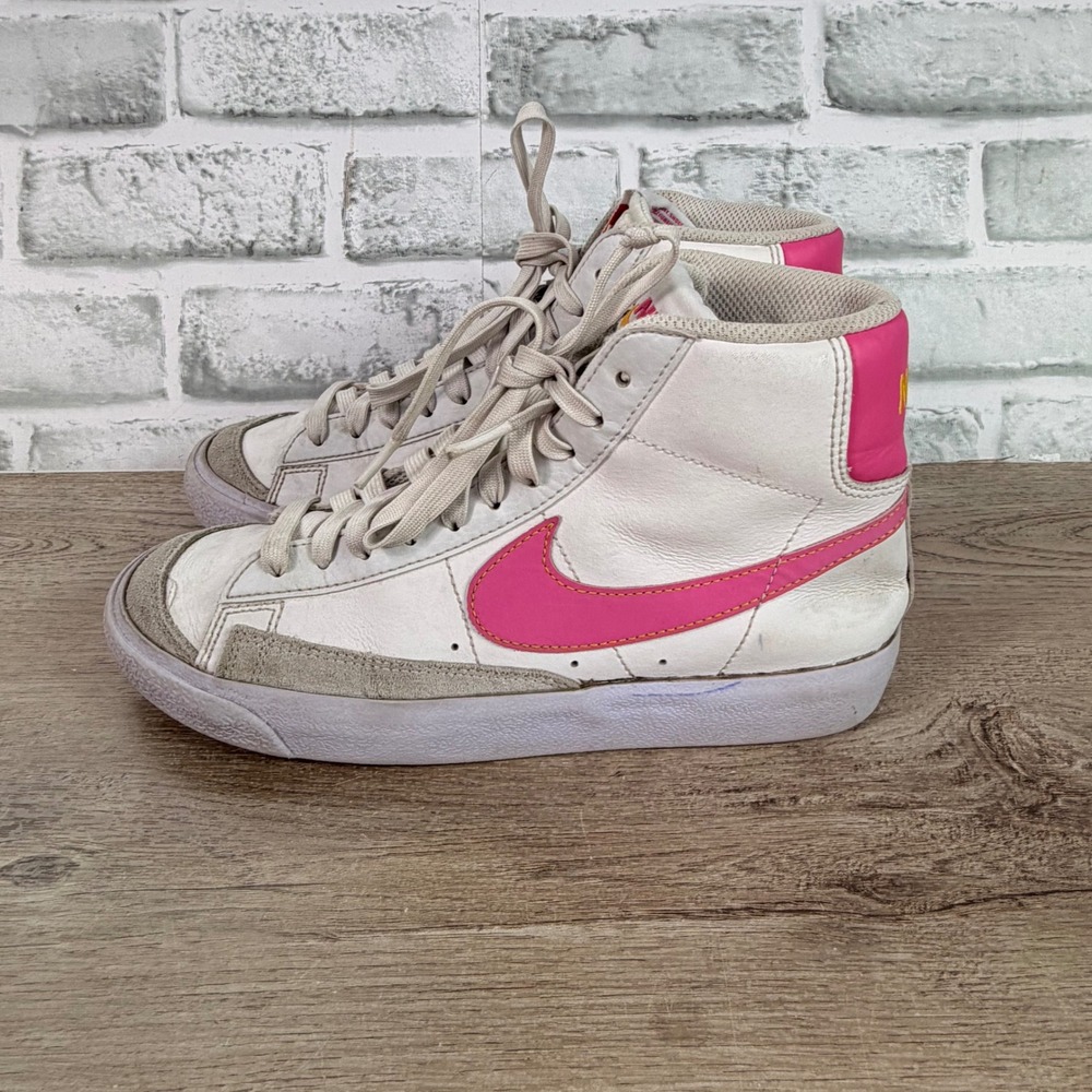 Nike Blazer Mid 77 Leather White Pink Girls 5Y